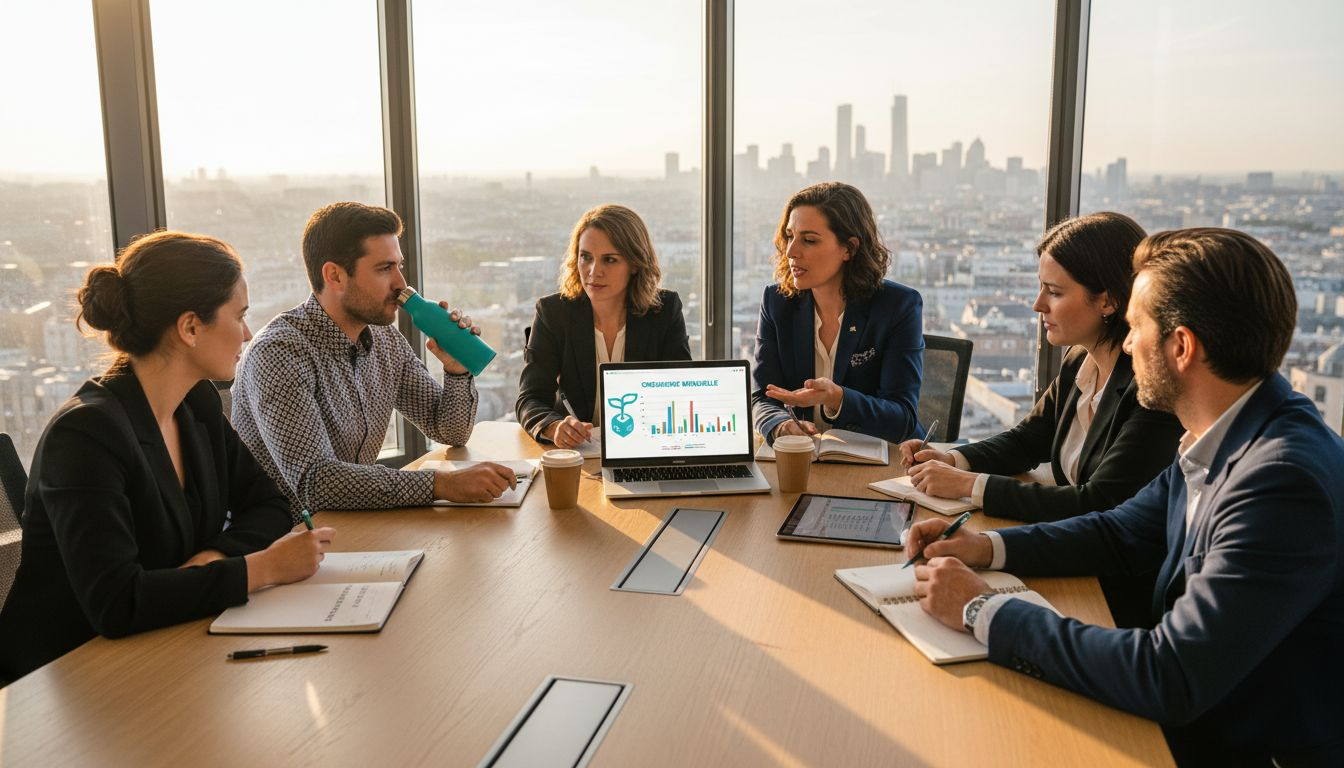 Une équipe aux profils variés échange et travaille ensemble dans un bureau lumineux baigné de soleil.