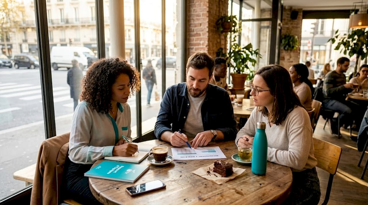 Une équipe RH aux profils variés se réunit dans un espace de coworking moderne.
