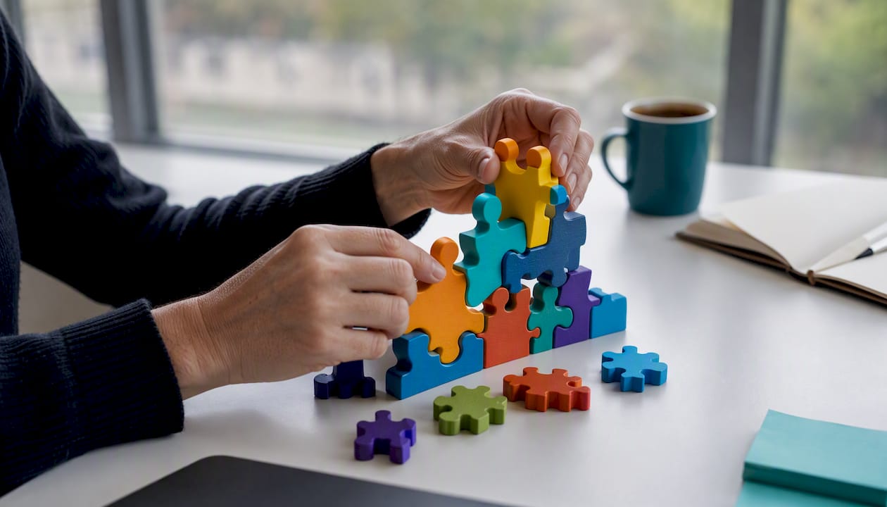 Des mains réunissent les pièces d’un puzzle symbolisant la diversité.